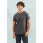 Unisex semi-combed cotton V-neck T-shirt SOL'S taupe grey colour