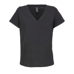 Women's semi-combed cotton V-neck T-shirt SOL'S black colour third view