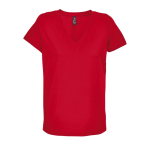 Women's semi-combed cotton V-neck T-shirt SOL'S red colour fifth view
