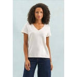 Women's semi-combed cotton V-neck T-shirt SOL'S white colour