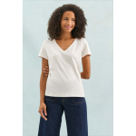 Women's semi-combed cotton V-neck T-shirt SOL'S white colour