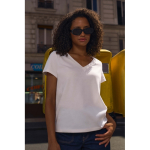 Women's semi-combed cotton V-neck T-shirt SOL'S white colour