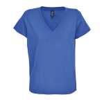 Women's semi-combed cotton V-neck T-shirt SOL'S royal blue colour third view