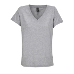 Women's semi-combed cotton V-neck T-shirt SOL'S marbled grey colour