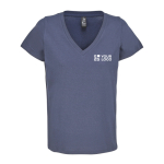 Women's semi-combed cotton V-neck T-shirt SOL'S navy-blue colour view with print area