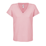 Women's semi-combed cotton V-neck T-shirt SOL'S light pink colour