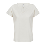 Women's semi-combed cotton V-neck T-shirt SOL'S off white colour