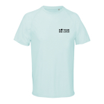 Breathable recycled polyester T-shirt SOL'S washed blue colour view with print area