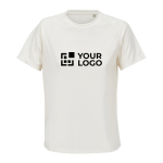 Women's breathable recycled polyester T-shirt SOL'S off white colour view with print area