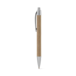 Elegant sustainable cardboard ballpoint pen with blue ink light grey colour second view