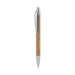 Elegant sustainable cardboard ballpoint pen with blue ink light grey colour image with logo