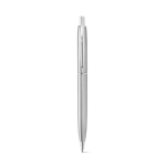 Shiny recycled stainless-steel pen with blue ink silver colour