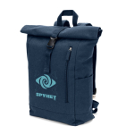 Roll-top backpack with top closure and pockets 17L 380 g/m² blue colour image with logo