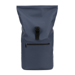 Roll-top laptop backpack in synthetic leather 15 L 16” blue colour sixth view