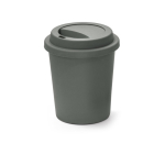 Single-wall plastic travel mug, microwave-safe 350ml dark grey colour