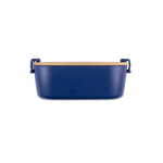 Airtight plastic lunch box with bamboo lid and buckles 1L navy-blue colour fourth view
