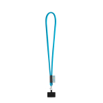Tubular lanyard with carabiner and mobile phone holder 6.5 x 4.1cm light blue colour first view