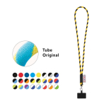 Tubular lanyard with carabiner and mobile phone holder 6.5 x 4.1cm various colours