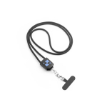 Cable lanyard with phone holder and ultra-fast 60W charging black colour image with logo