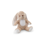 Polyester bunny soft toy with customisable patch beige colour