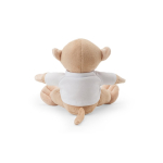 Monkey-shaped soft toy with T-shirt for personalisation light brown colour second view