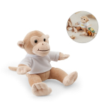 Monkey-shaped soft toy with T-shirt for personalisation various colours