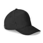 5-panel brushed cotton cap with metal buckle 260 g/m² black colour first view