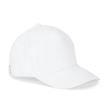 5-panel brushed cotton cap with metal buckle 260 g/m² white colour first view