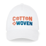 5-panel brushed cotton cap with metal buckle 260 g/m² white colour image with logo 2
