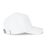 5-panel brushed cotton cap with metal buckle 260 g/m² white colour third view