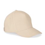 5-panel brushed cotton cap with metal buckle 260 g/m² beige colour first view