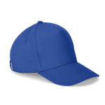 5-panel brushed cotton cap with metal buckle 260 g/m² royal blue colour first view