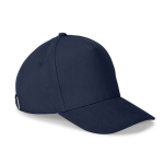 5-panel brushed cotton cap with metal buckle 260 g/m² navy-blue colour first view