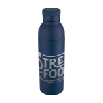 Double-wall stainless steel thermal bottle 650ml navy-blue colour printed logo view 2