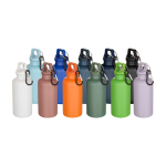 Recycled plastic bottle with carabiner and screw cap 400ml white colour second multiple colours view