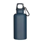 Recycled plastic bottle with carabiner and screw cap 400ml bondi blue colour second front view