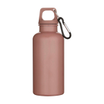 Recycled plastic bottle with carabiner and screw cap 400ml light pink colour second front view