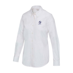 Women’s long-sleeve oxford shirt with straight cut Elevate white colour screen printing view