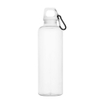 Durable, lightweight recycled plastic bottle with carabiner 750ml white colour second front view