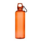 Durable, lightweight recycled plastic bottle with carabiner 750ml orange colour second front view