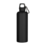 Durable lightweight recycled plastic bottle with carabiner 750ml black colour second front view
