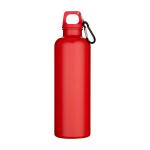 Durable lightweight recycled plastic bottle with carabiner 750ml red colour second front view