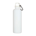 Durable lightweight recycled plastic bottle with carabiner 750ml white colour second front view