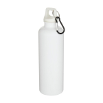 Durable lightweight recycled plastic bottle with carabiner 750ml white colour