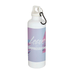 Durable lightweight recycled plastic bottle with carabiner 750ml white colour