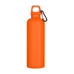 Durable lightweight recycled plastic bottle with carabiner 750ml orange colour second front view