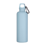 Durable lightweight recycled plastic bottle with carabiner 750ml light blue colour second front view