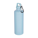Durable lightweight recycled plastic bottle with carabiner 750ml light blue colour