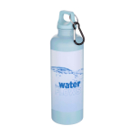 Durable lightweight recycled plastic bottle with carabiner 750ml light blue colour