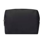 Recycled polyester travel toiletry bag with handle and zip black colour second front view